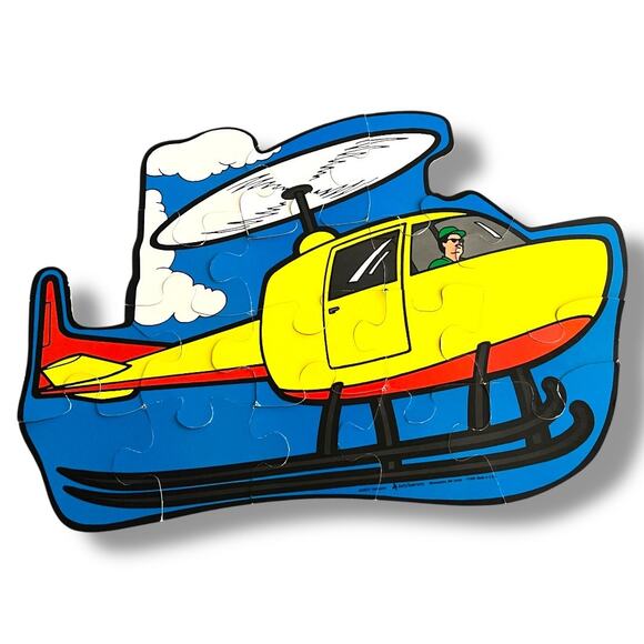 Vintage 1990 Judy Instructo Great Big Yellow Helicopter Floor Puzzle - Picture 4 of 8